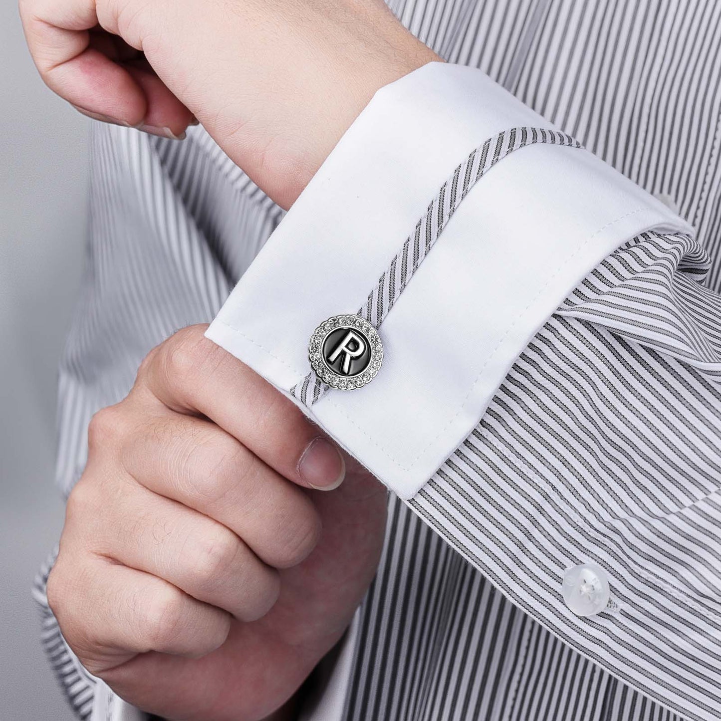 HAWSON Silver Tone Initial Cufflinks for Men