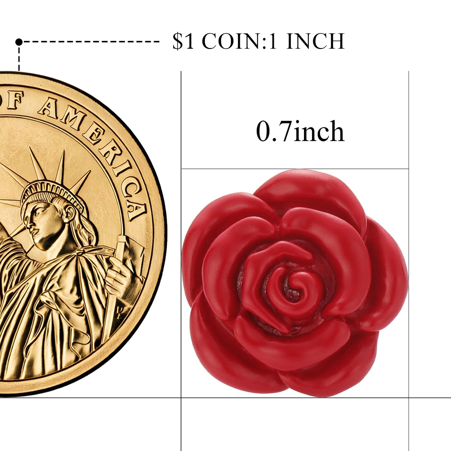 Red Rose Cufflinks 2 Tone Gold Silver | 3D Flower Dress Shirt Cuff Links for Men Wedding