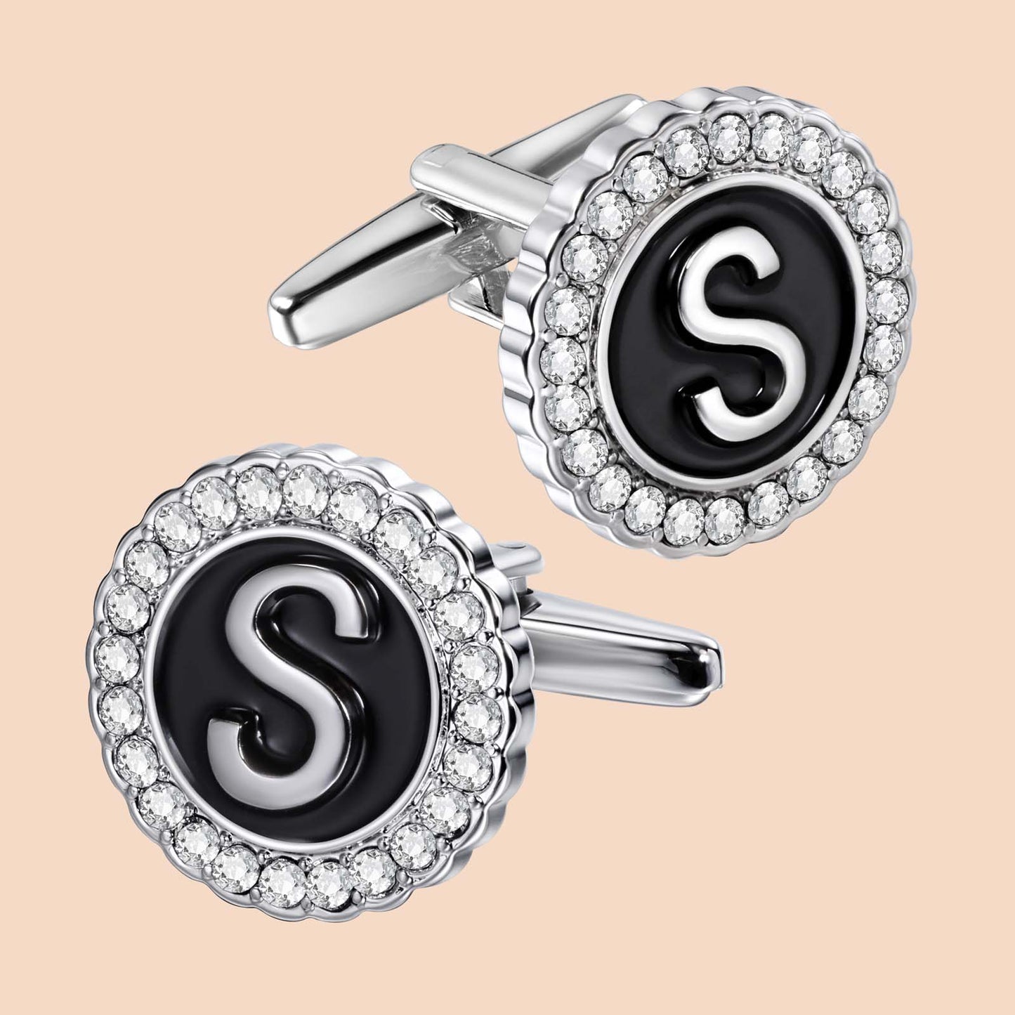 HAWSON Silver Tone Initial Cufflinks for Men