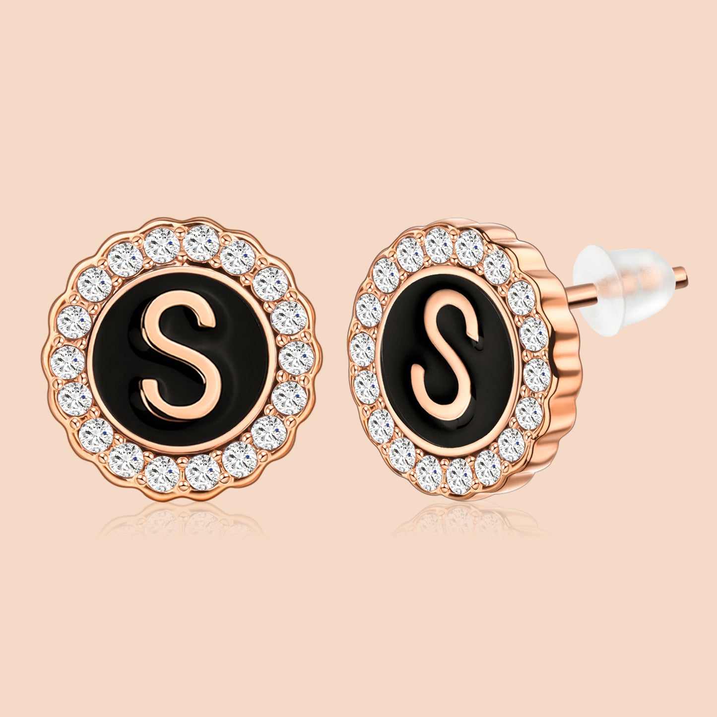 HAWSON Rose Gold Tone Cute Initial Stud Earrings