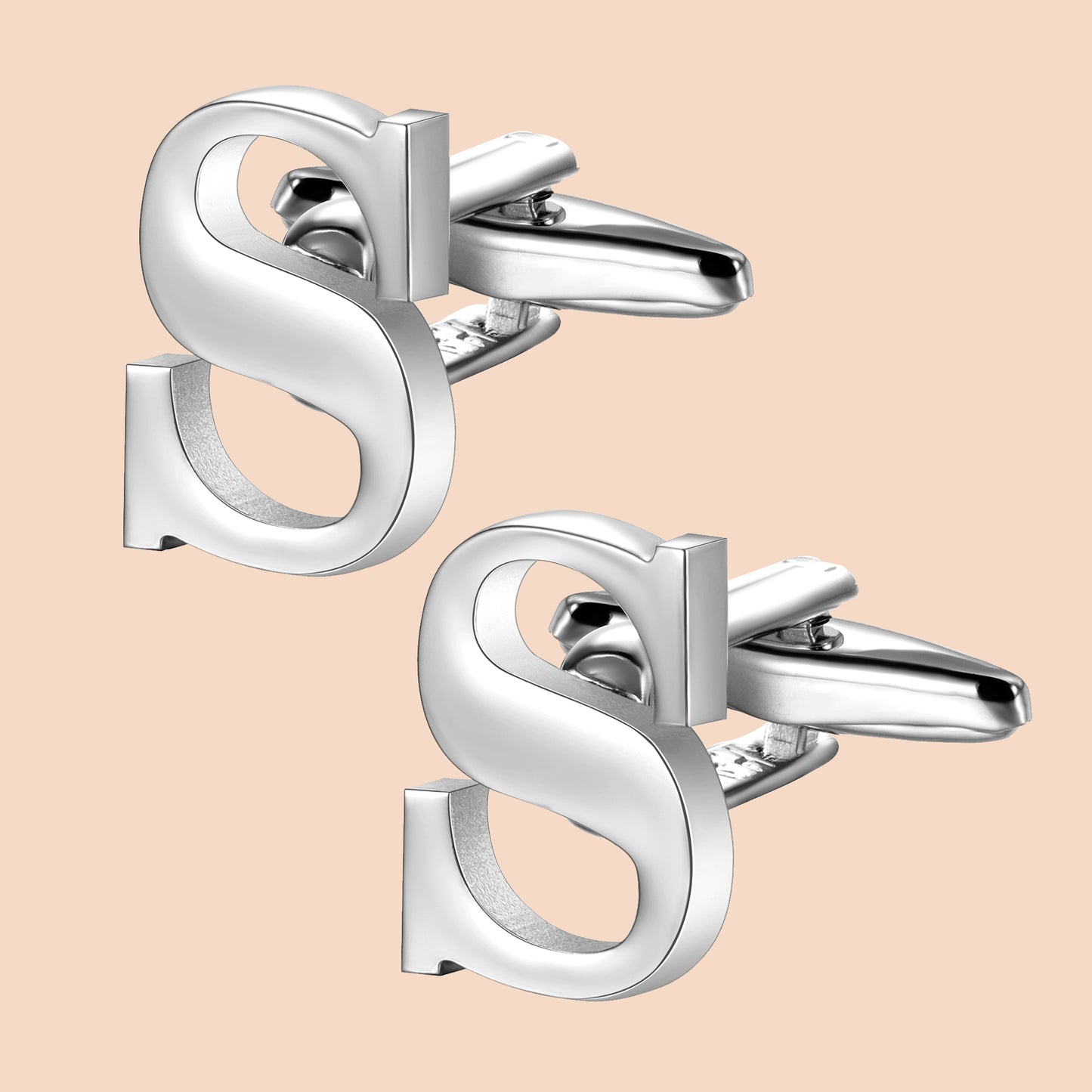 HAWSON Siver Tone Initial Cufflinks for Men