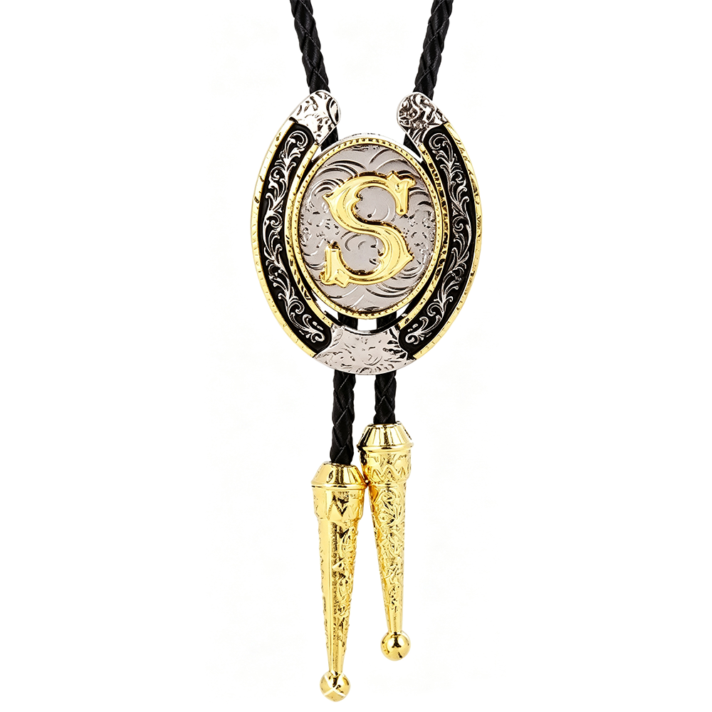 HAWSON Western Initial Bolo Tie | 26 Letters Gold Silver Cowboy Necklace