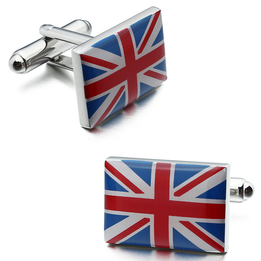 UK National Flag Cufflinks Enamel Cufflinks for Mens Long Sleeve Shirt