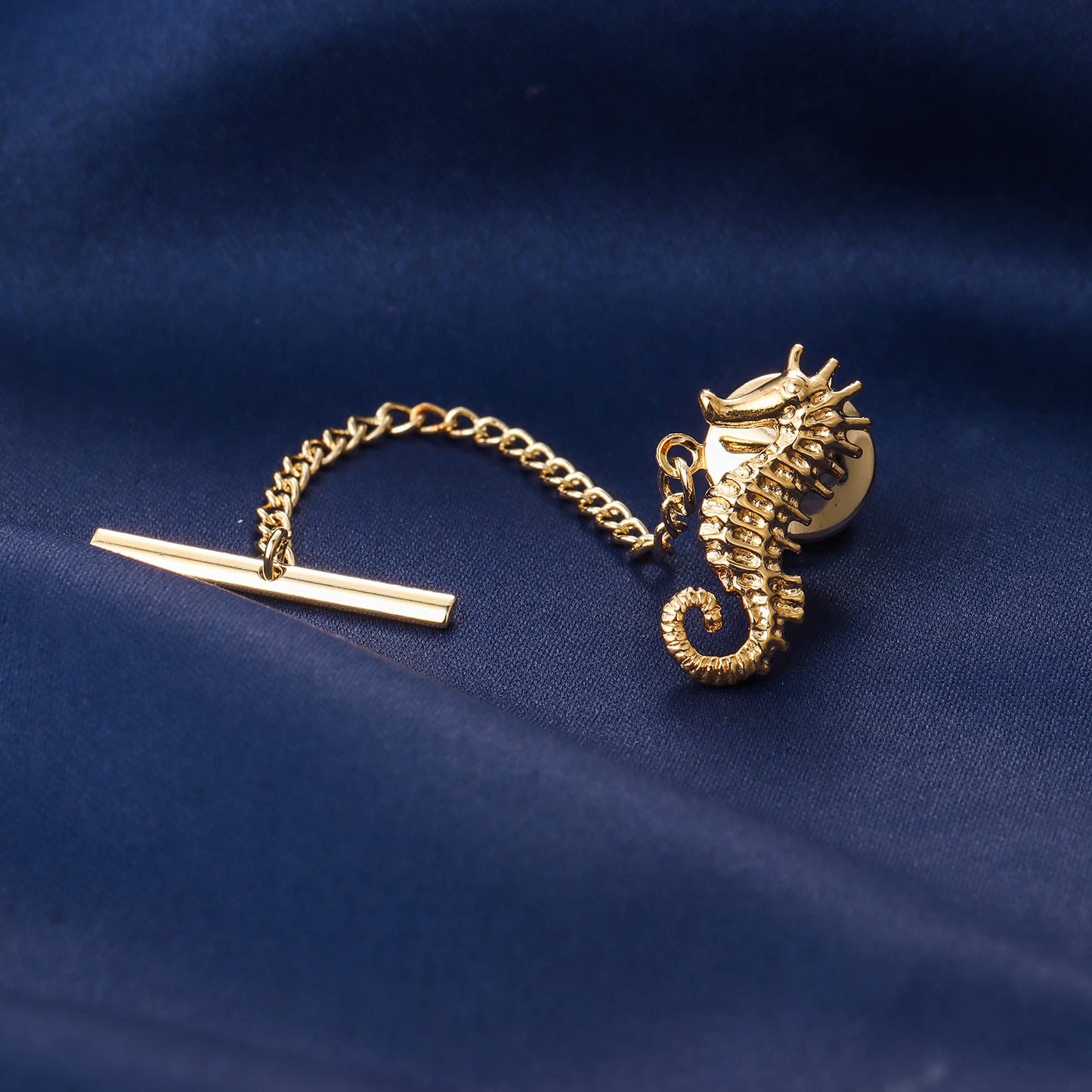 Tie Tack with Chain Nautical Themed Animal Pin for Men Formal Business Wedding Tie Accessory