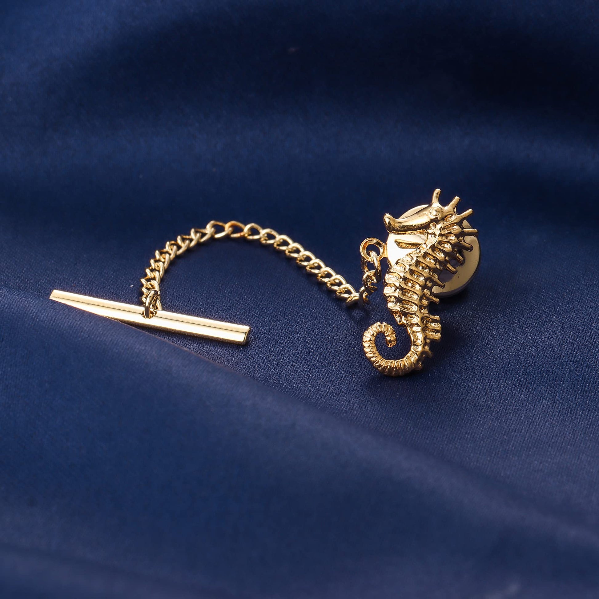 Tie Tack with Chain Nautical Themed Animal Pin for Men Formal Business Wedding Tie Accessory