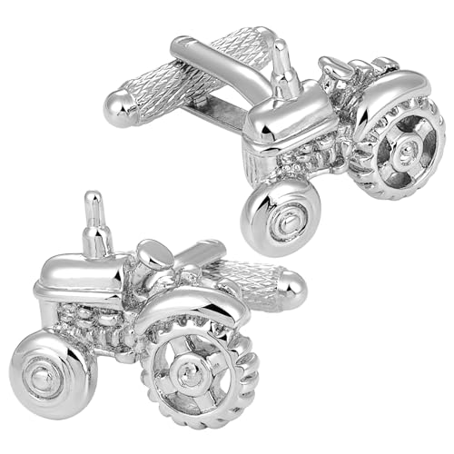 Silver Farm Tractor Cufflinks for Men