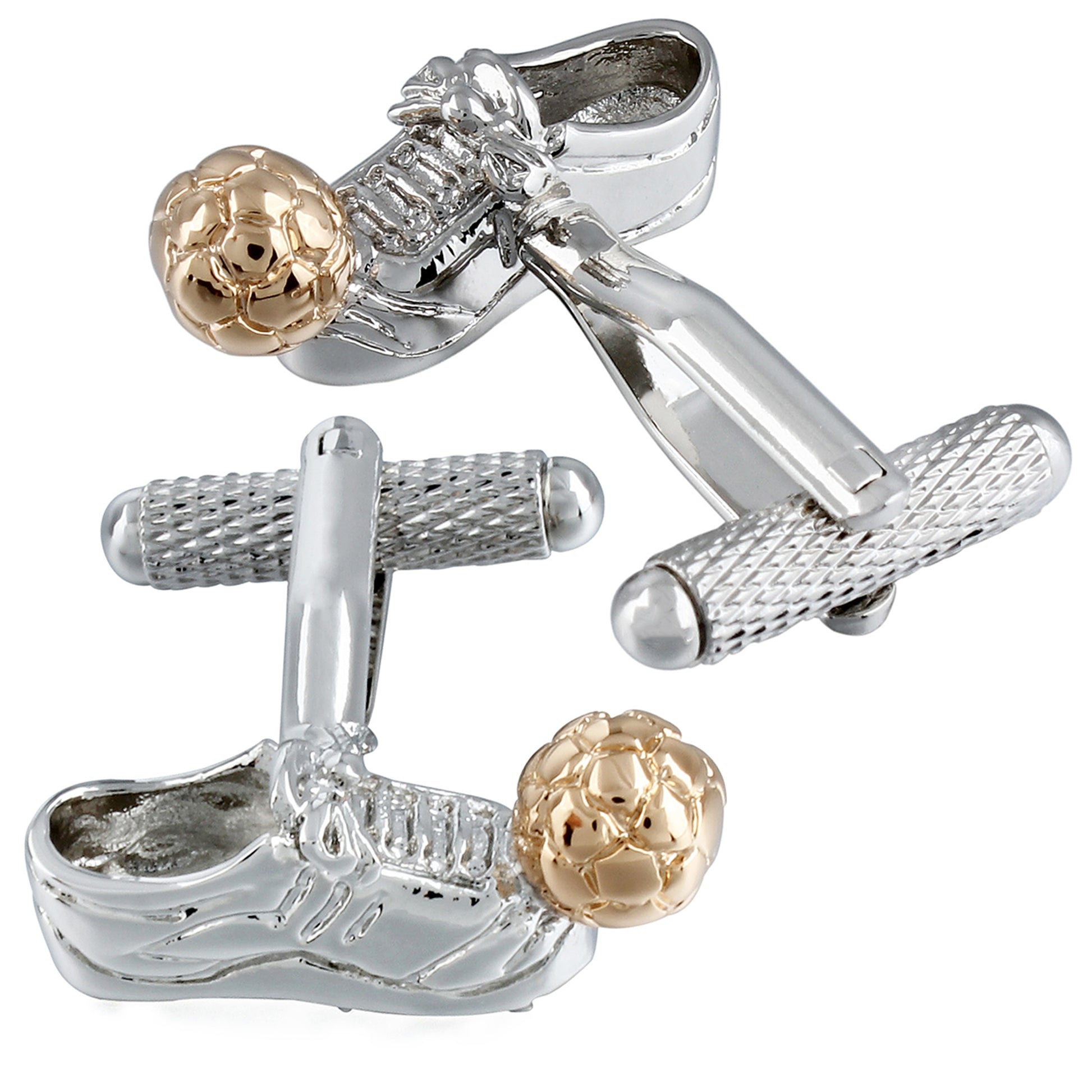 Football Soccer Cufflinks | Silver & Gold Brass Sports Cuff Links