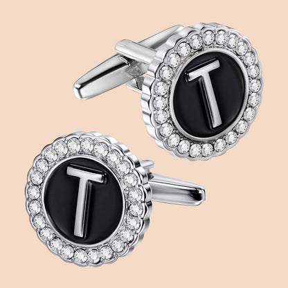 HAWSON Silver Tone Initial Cufflinks for Men