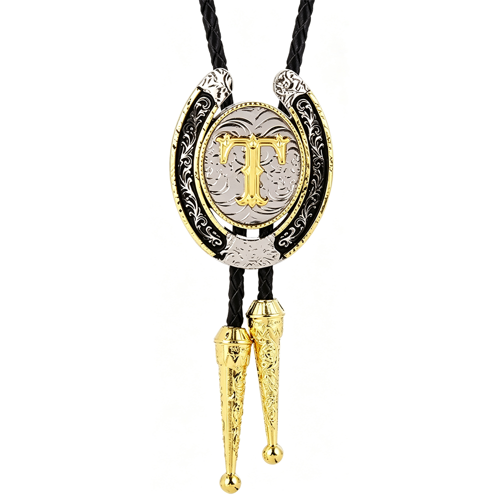 HAWSON Western Initial Bolo Tie | 26 Letters Gold Silver Cowboy Necklace