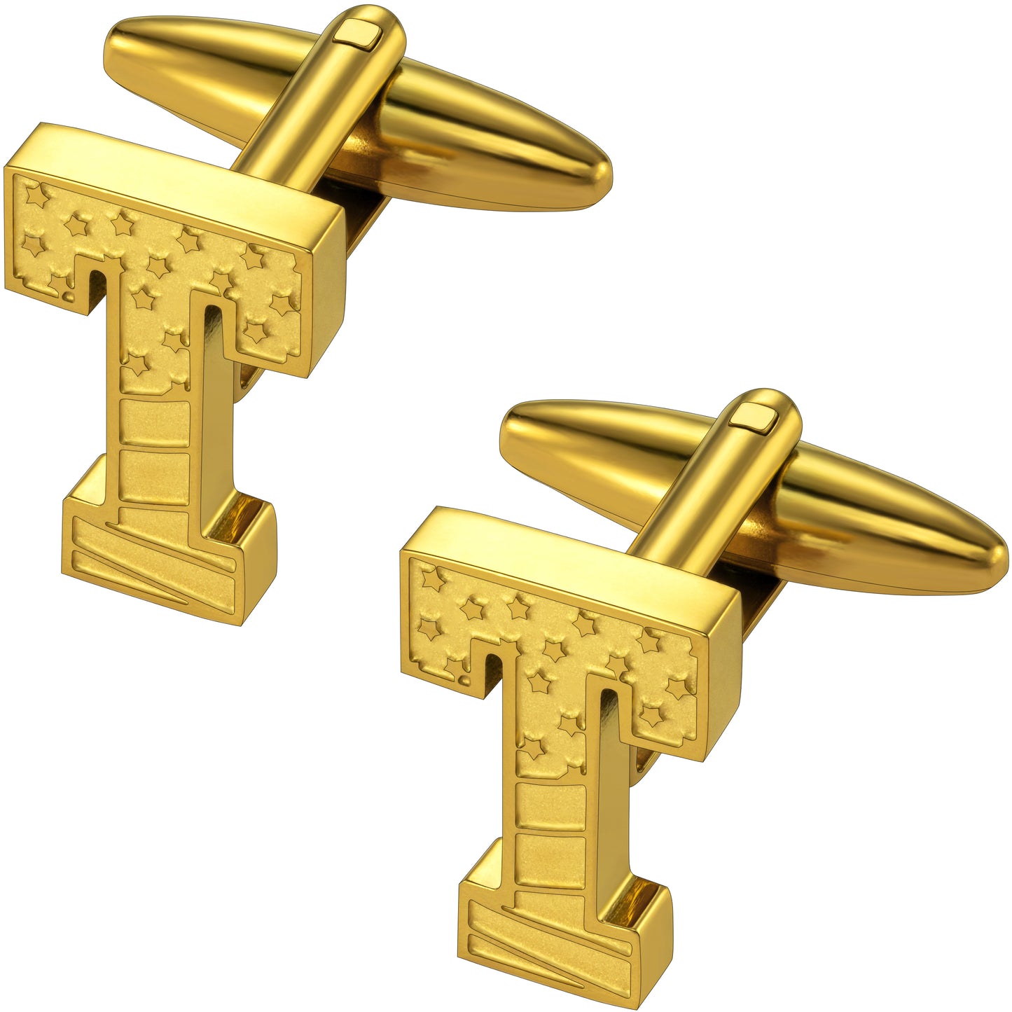 Hawson "A-Z"Initials Cufflinks, US Flag Personalized Golden Initials French Shirt Cuff