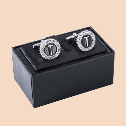 HAWSON Silver Tone Initial Cufflinks for Men