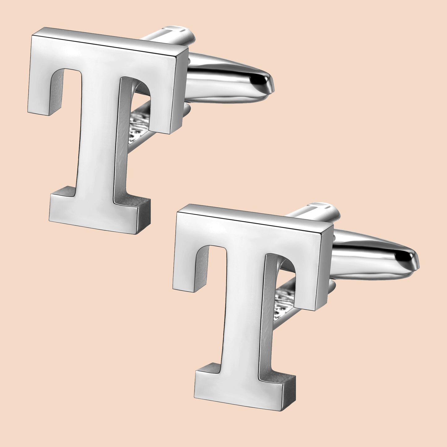 HAWSON Siver Tone Initial Cufflinks for Men