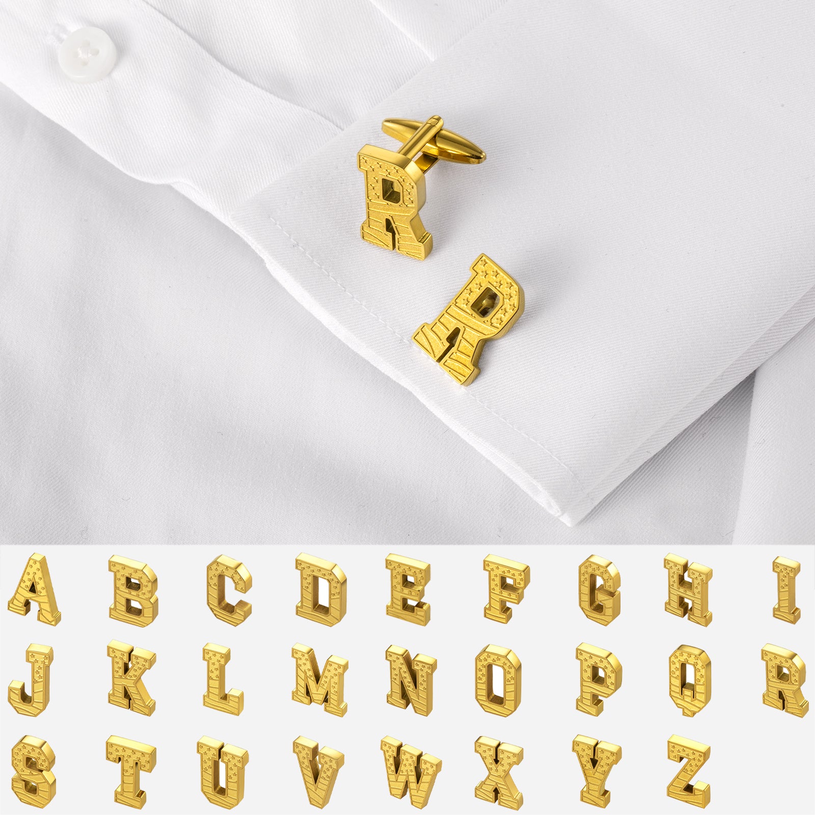 US Flag Personalized Golden Initials French Shirt Cuff