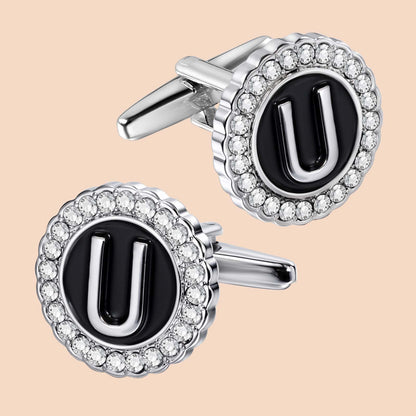 HAWSON Silver Tone Initial Cufflinks for Men