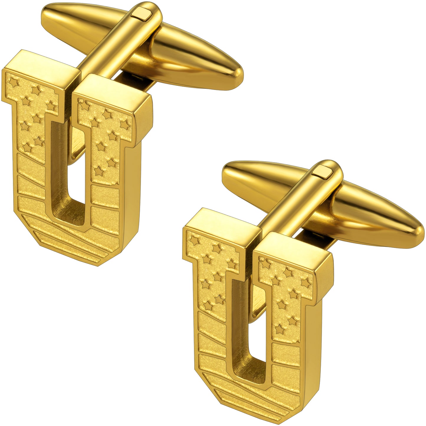 Hawson "A-Z"Initials Cufflinks, US Flag Personalized Golden Initials French Shirt Cuff