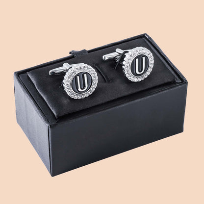 HAWSON Silver Tone Initial Cufflinks for Men