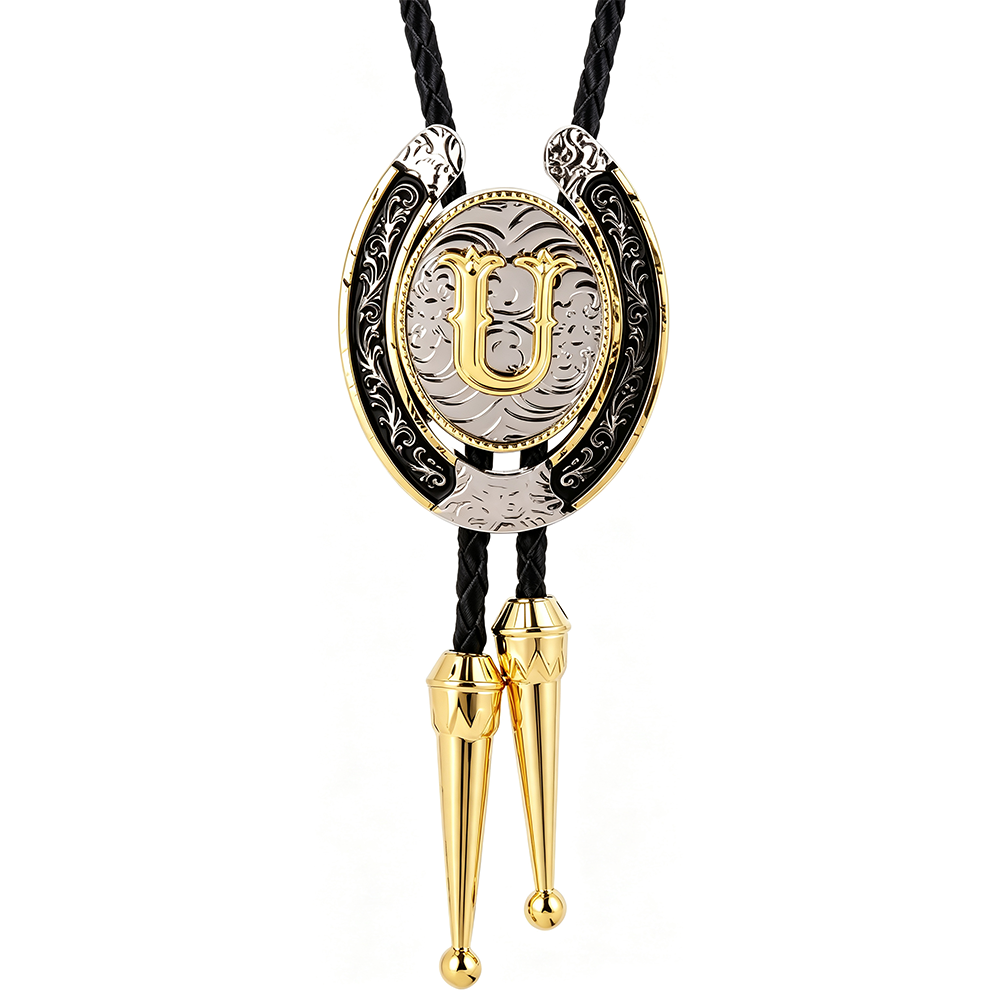 HAWSON Western Initial Bolo Tie | 26 Letters Gold Silver Cowboy Necklace