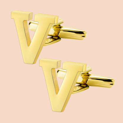 HAWSON Gold Tone Initial Cufflinks for Men