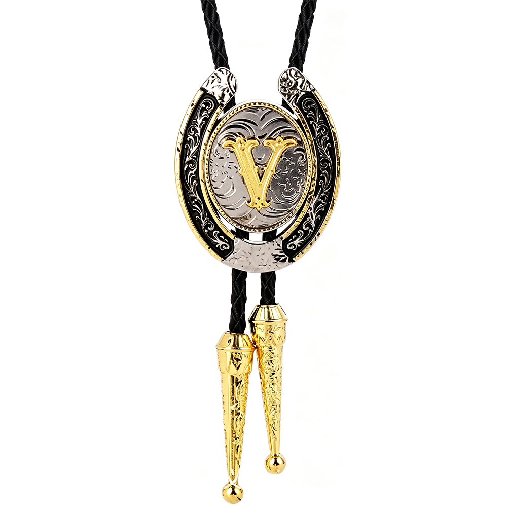 HAWSON Western Initial Bolo Tie | 26 Letters Gold Silver Cowboy Necklace