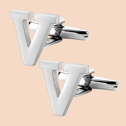 HAWSON Siver Tone Initial Cufflinks for Men