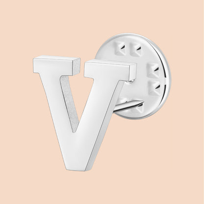 Silver Color Initial Lapel Pin for Men