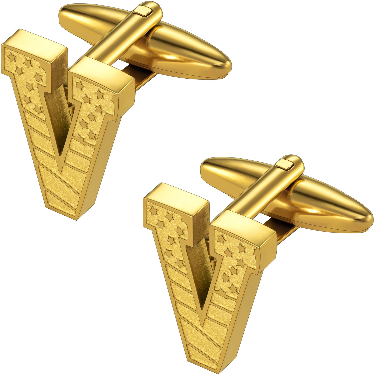 Hawson "A-Z"Initials Cufflinks, US Flag Personalized Golden Initials French Shirt Cuff