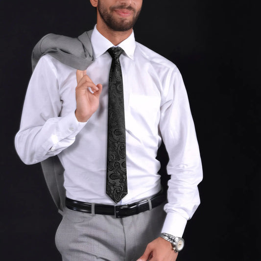 Business Men Wear HAWSON Black Paisley Ties With Suits