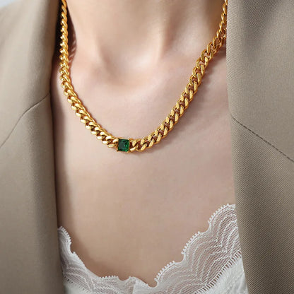 Vintage Emerald Cuban Link Set | gold plated stainless steel | Hawson