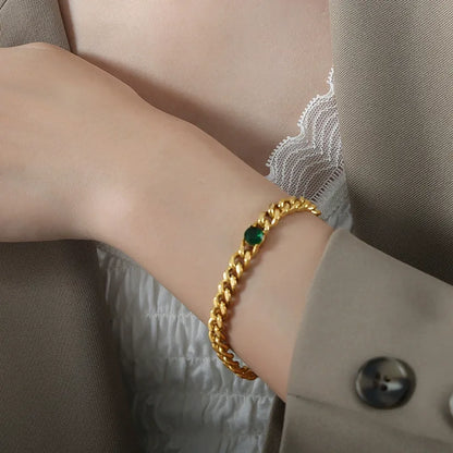Vintage Emerald Cuban Link Set | gold plated stainless steel | Hawson