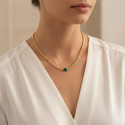 Vintage Emerald Cuban Link Set | gold plated stainless steel | Hawson