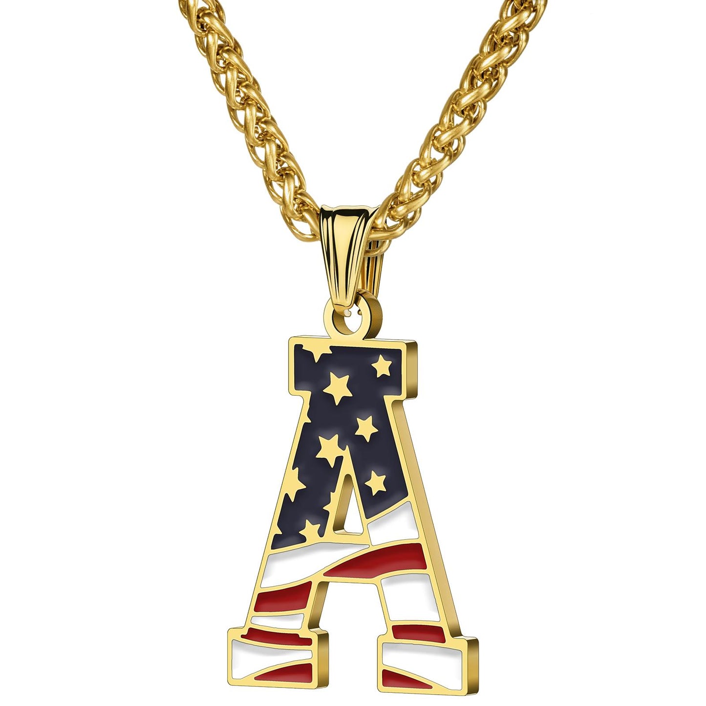 6Pcs A–Z American Flag Initial Necklace | Gold & Silver-Tone