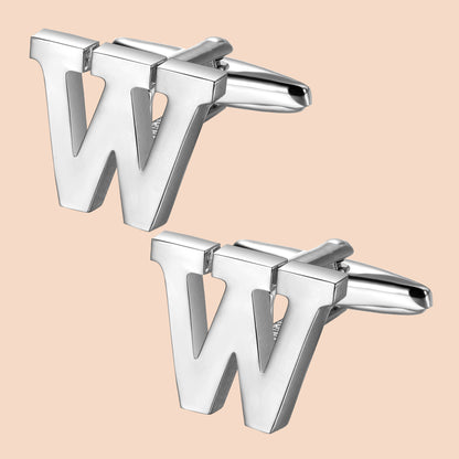 HAWSON Siver Tone Initial Cufflinks for Men