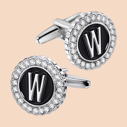 HAWSON Silver Tone Initial Cufflinks for Men