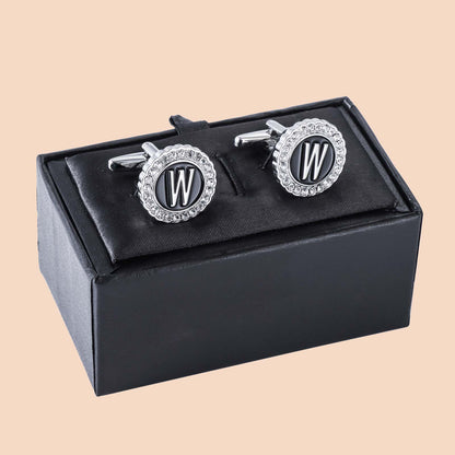 HAWSON Silver Tone Initial Cufflinks for Men