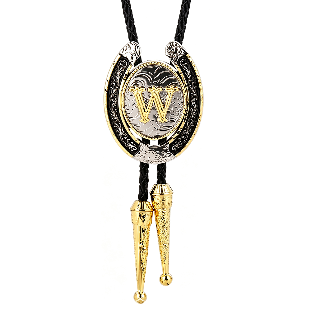 HAWSON Western Initial Bolo Tie | 26 Letters Gold Silver Cowboy Necklace