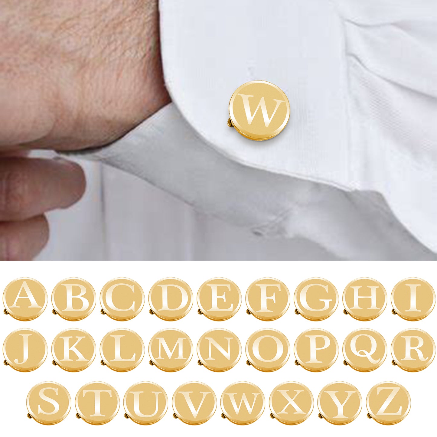 HAWSON Personalized Letter Cufflinks Custom Initials button