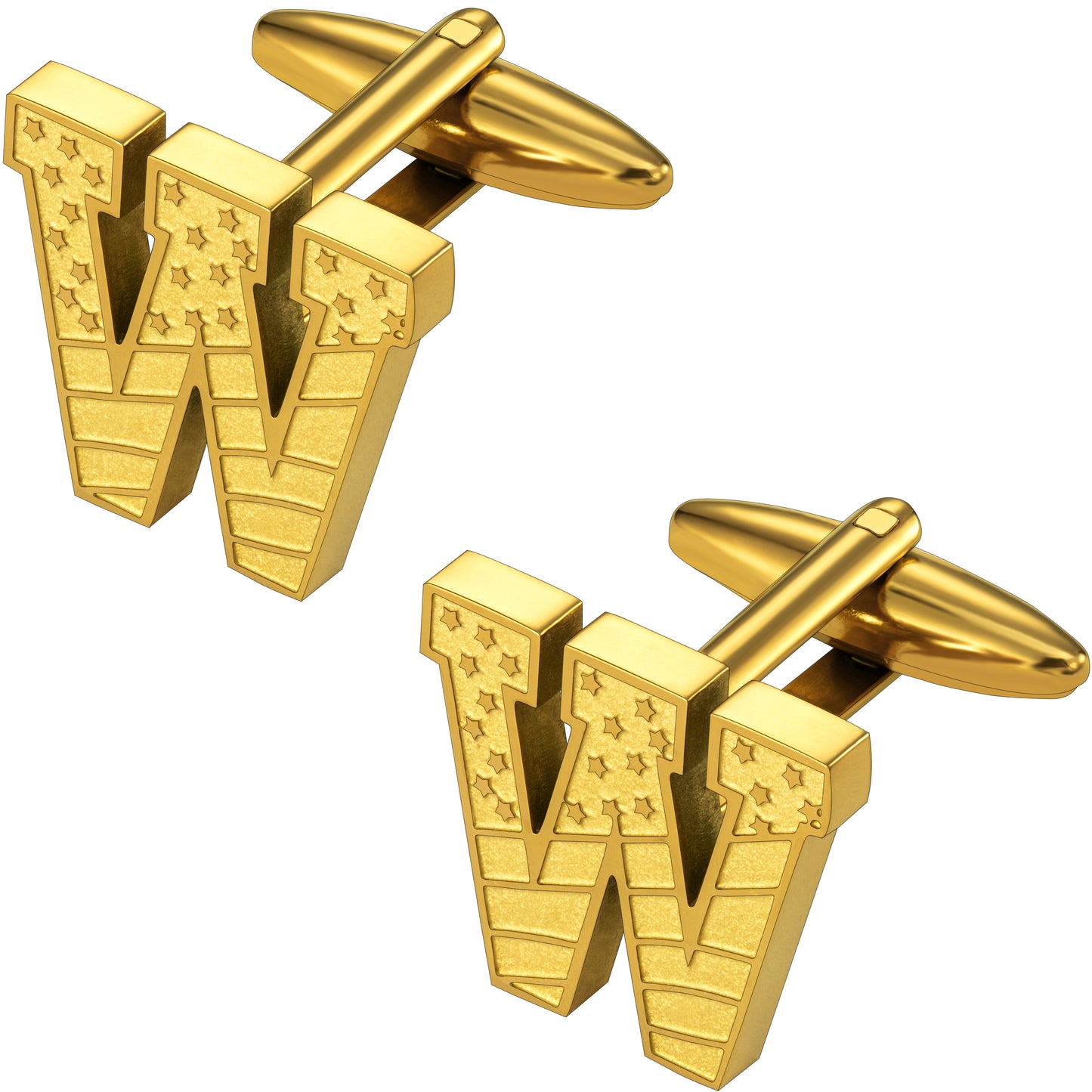 Hawson "A-Z"Initials Cufflinks, US Flag Personalized Golden Initials French Shirt Cuff