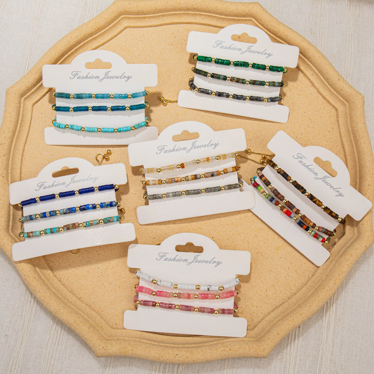 Wholesale 3-Piece 4mm Cylinder Bead Bracelet Set | MOQ 1 | Hawson