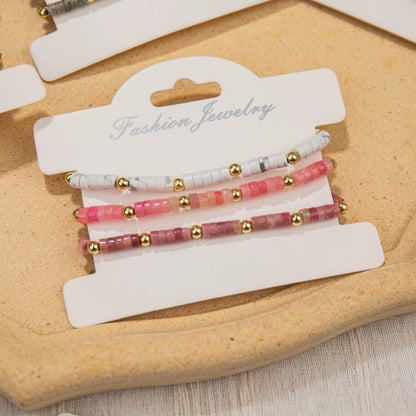 Wholesale 3-Piece 4mm Cylinder Bead Bracelet Set | MOQ 1 | Hawson