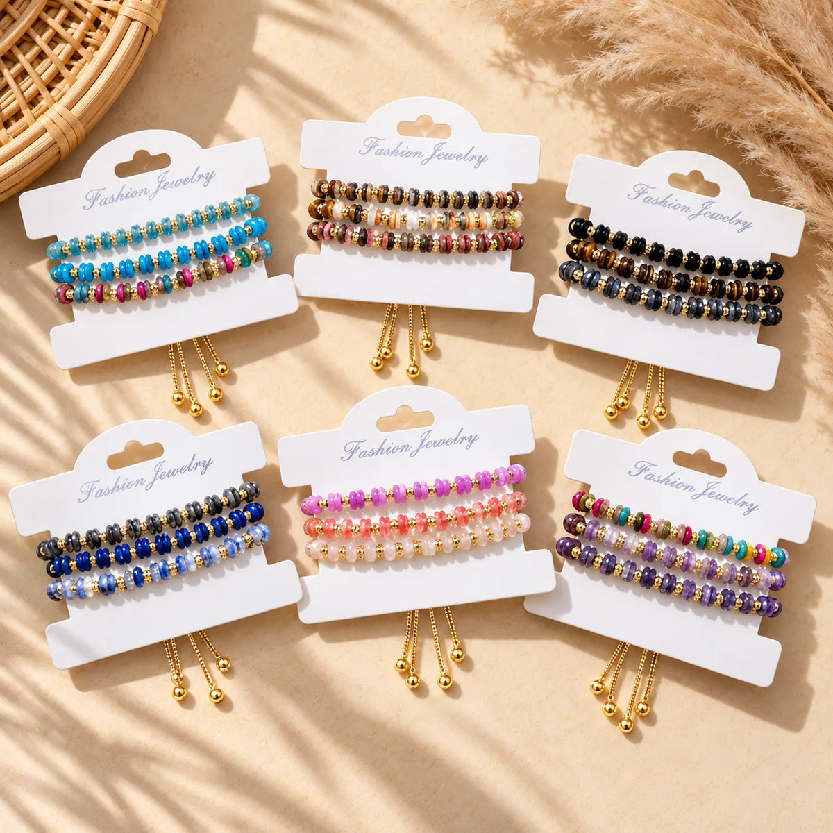 Wholesale 3-Piece Abacus Bead Bracelet Set | 7 Colors | Hawson