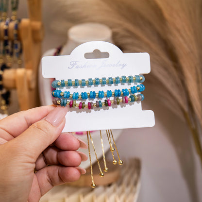 Wholesale 3-Piece Abacus Bead Bracelet Set | 7 Colors | Hawson