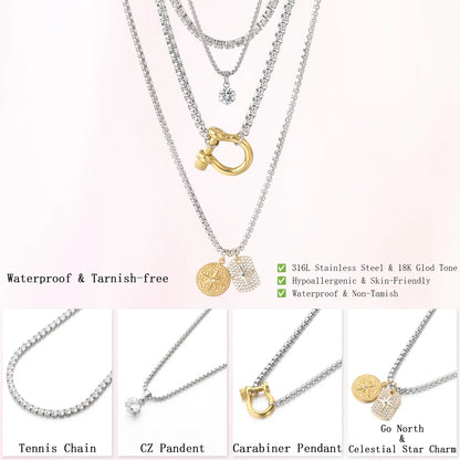Wholesale 3-Piece Detachable Layered Necklace Set | MOQ 1 | HAWSON