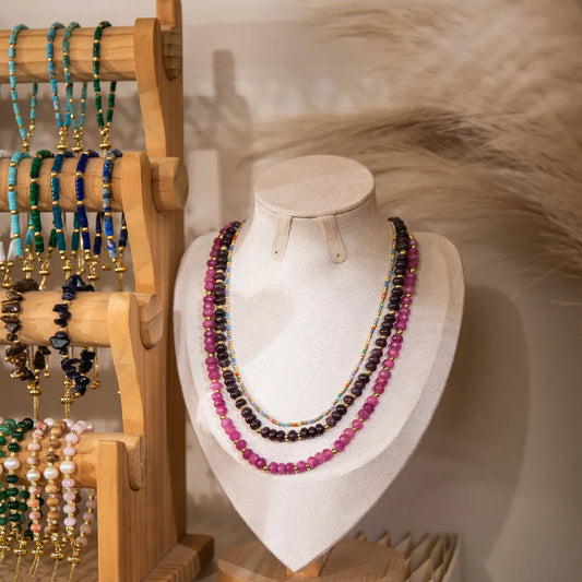 Wholesale 3-Piece Layered Gemstone Necklace Set | MOQ 1 | Hawson