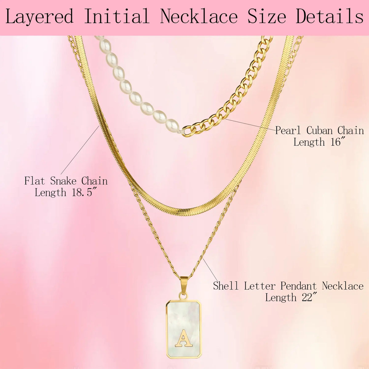 Wholesale 3-Piece Layered Initial Necklace | Pearl & CZ | HAWSON