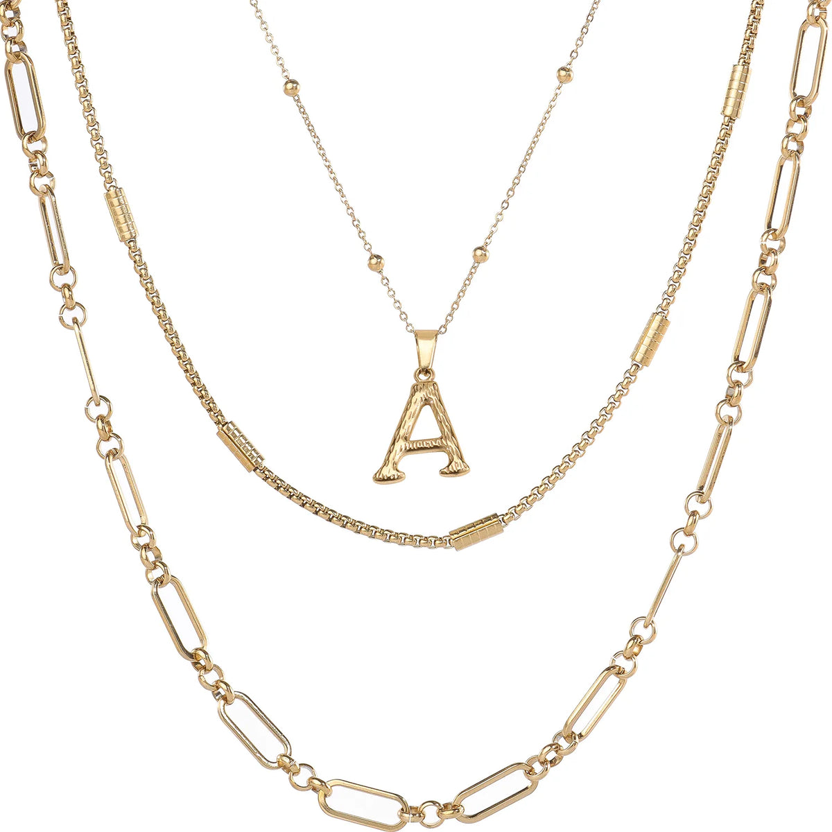 Wholesale 3-Piece Layered Initial Necklace | A-Z | MOQ6 | HAWSON