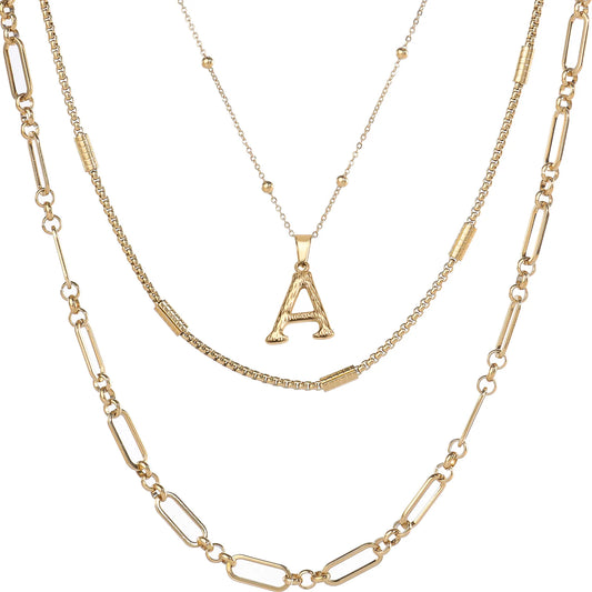 Wholesale 3-Piece Layered Initial Necklace | A-Z | MOQ6 | HAWSON