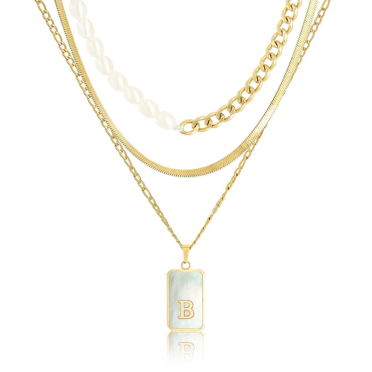 Wholesale 3-Piece Layered Initial Necklace | Pearl & CZ | HAWSON