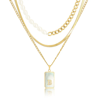 Wholesale 3-Piece Layered Initial Necklace | Pearl & CZ | HAWSON
