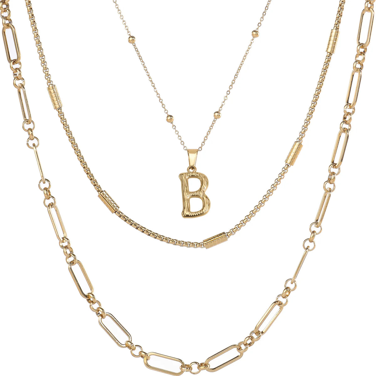 Wholesale 3-Piece Layered Initial Necklace | A-Z | MOQ6 | HAWSON