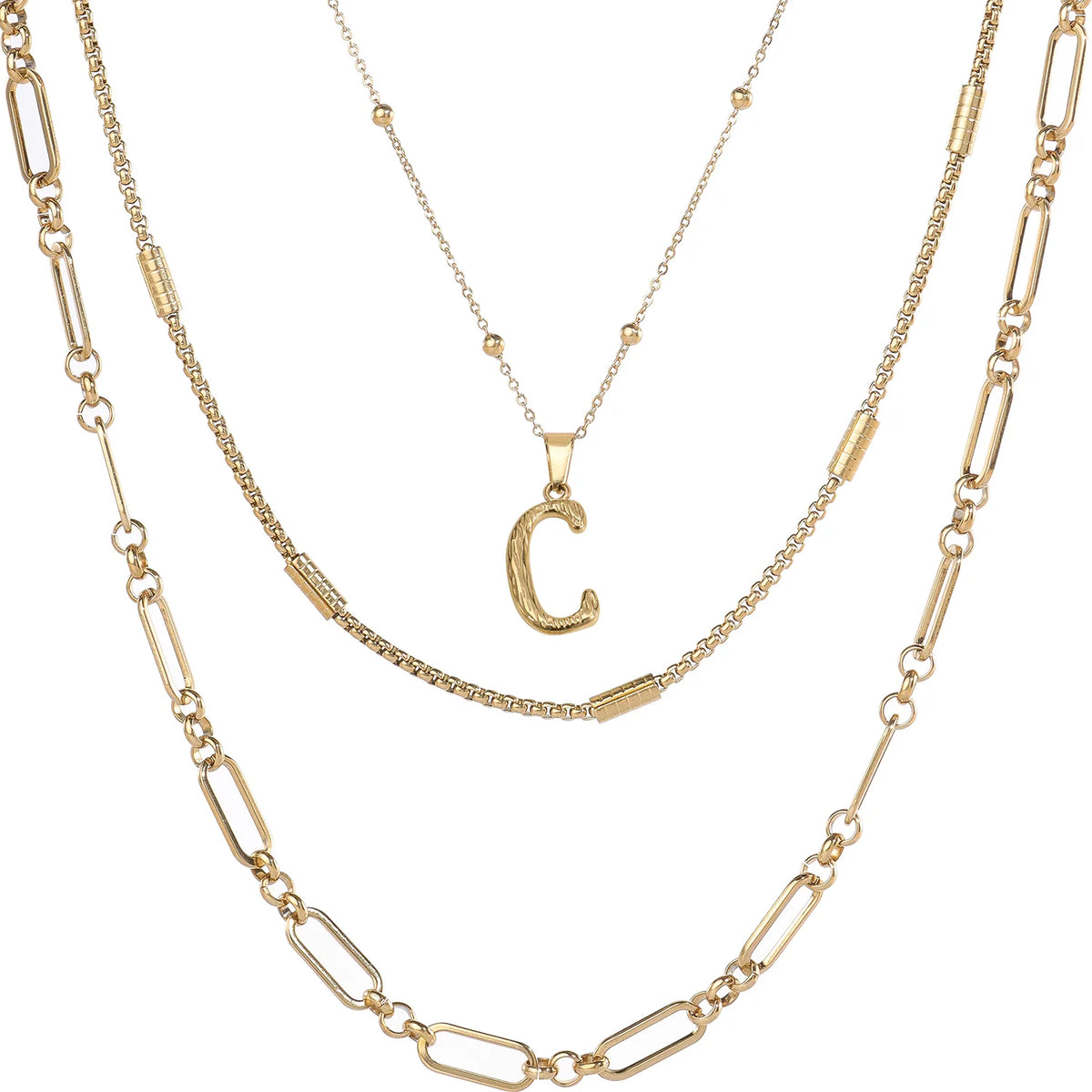 Wholesale 3-Piece Layered Initial Necklace | A-Z | MOQ6 | HAWSON
